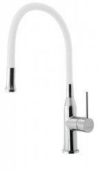 SAPHO - SILI stojánková dřezová baterie, flexibilní ramínko, bílá/chrom (SR481)