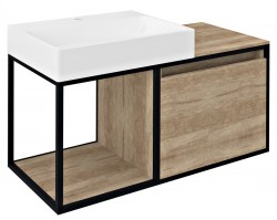 SAPHO - SKARA umyvadlová skříňka 100x49,5x46,5cm, černá mat/dub Alabama (CG004-2222)