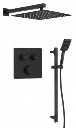 SAPHO - SMART SELECT podomítkový sprchový set s termostatickou baterií, 2 výstupy, posuvný držák sprchy, černá mat (RP042B-02)