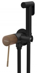 SAPHO - SOLARIS podomítková bidetová baterie se Stop sprškou, kulatá, černá/měď mat (WD040PG)