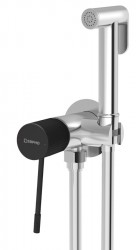 SAPHO - SOLARIS podomítková bidetová baterie se Stop sprškou, kulatá, chrom/černá mat (WD040CB)