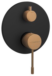SAPHO - SOLARIS podomítková sprchová baterie, 2 výstupy, černá/měď mat (WD042PG)