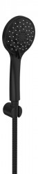 SAPHO - Sprchová souprava, 4 režimy sprchování, silikon trysky, pevný držák, hadice 1500, černá mat (1204-61B)
