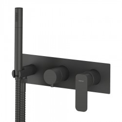 SAPHO - SPY podomítková sprchová/vanová baterie s ruční sprchou, 3 výstupy, černá mat (PY53/15)