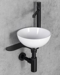 SAPHO - TETRIS umývátko s konzolí pro stojánkovou baterii vpravo, černá mat (TZ427-01)