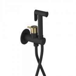 SAPHO - ULTRAMIX podomítková bidetová baterie se Stop sprškou, kulatá, černá mat/zlato mat (UT013BG)