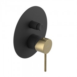 SAPHO - ULTRAMIX podomítková sprchová baterie, 2 výstupy, černá mat/zlato mat (UT042BG)