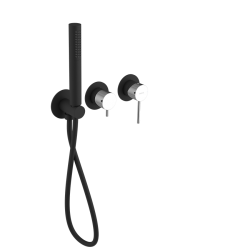 SAPHO - ULTRAMIX podomítková sprchová/vanová baterie s ruční sprchou, 2 výstupy, černá mat/chrom (UT045BC)