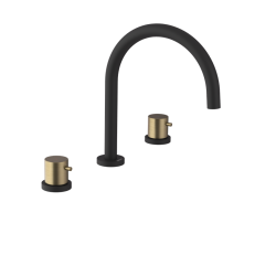 SAPHO - ULTRAMIX tříprvková stojánková umyvadlová baterie, černá mat/zlato mat (UT017BG)