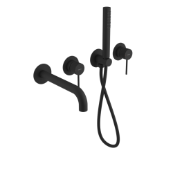 SAPHO - ULTRASAN podomítková vanová baterie s hubicí a ruční sprchou, 2 výstupy, černá mat (UT093VB)