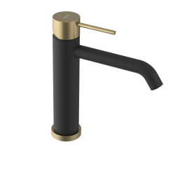SAPHO - ULTRASAN stojánková umyvadlová baterie střední, černá mat/zlato mat (UT004VBG)