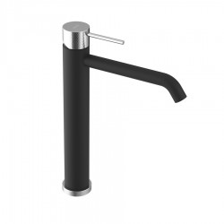 SAPHO - ULTRASAN stojánková umyvadlová baterie vysoká, prodloužená hubice, černá mat/chrom (UT007VBC)