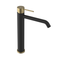 SAPHO - ULTRASAN stojánková umyvadlová baterie vysoká, prodloužená hubice, černá mat/zlato mat (UT007VBG)