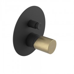 SAPHO - ULTRATAP podomítková sprchová baterie, 2 výstupy, černá mat/zlato mat (UT042TBG)