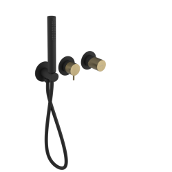 SAPHO - ULTRATAP podomítková sprchová/vanová baterie s ruční sprchou, 2 výstupy, černá mat/zlato mat (UT045TBG)