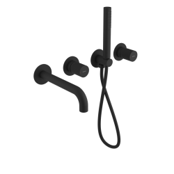 SAPHO - ULTRATAP podomítková vanová baterie s hubicí a ruční sprchou, 2 výstupy, černá mat (UT093TB)