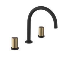SAPHO - ULTRATAP tříprvková stojánková umyvadlová baterie, černá mat/zlato mat (UT017TBG)