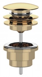 SAPHO - Umyvadlová výpust 5/4“, click-clack, velká zátka, 10-65, zlato (CV100217)
