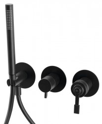 SAPHO - VERSI podomítková sprchová/vanová baterie s ruční sprchou, 2 výstupy, černá mat (RV052/15)