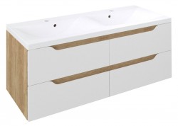 SAPHO - WAVE dvojumyvadlová skříňka 119,7x50x47,8cm, bílá/dub alabama (WA120-3022)