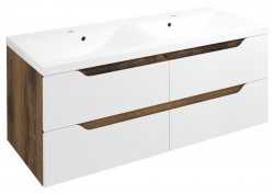 SAPHO - WAVE dvojumyvadlová skříňka 119,7x50x47,8cm, bílá/dub collingwood (WA120-3019)