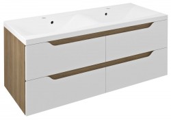 SAPHO - WAVE dvojumyvadlová skříňka 119,7x50x47,8cm, bílá/dub cuneo (WA120-3025)