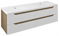 SAPHO - WAVE dvojumyvadlová skříňka 149,7x50x47,8cm, bílá/dub cuneo (WA150-3025)