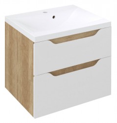 SAPHO - WAVE umyvadlová skříňka 60x65x47,8cm, bílá/dub alabama (WA060-3022)
