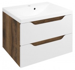 SAPHO - WAVE umyvadlová skříňka 60x65x47,8cm, bílá/dub collingwood (WA060-3019)