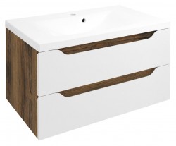 SAPHO - WAVE umyvadlová skříňka 79,7x45x47,8cm, bílá/dub collingwood (WA080-3019)