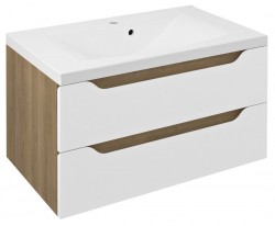 SAPHO - WAVE umyvadlová skříňka 79,7x45x47,8cm, bílá/dub cuneo (WA080-3025)