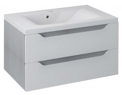 SAPHO - WAVE umyvadlová skříňka 79,7x45x47,8cm, bílá/dub stříbrný (WA080-3011)