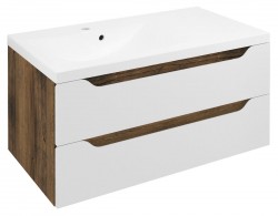 SAPHO - WAVE umyvadlová skříňka 89,7x45x47,8cm, levá, bílá/dub collingwood (WA092-3019)