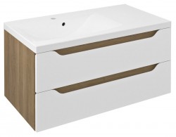 SAPHO - WAVE umyvadlová skříňka 89,7x45x47,8cm, levá, bílá/dub cuneo (WA092-3025)