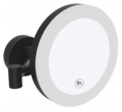 SAPHO - X-ROUND BLACK kosmetické zrcátko závěsné LED, Ø 200, černá mat (XR016B)