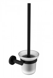 SAPHO - X-ROUND BLACK WC štětka závěsná, mléčné sklo, černá mat (XR323B)