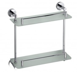 SAPHO - X-ROUND E skleněná polička dvojitá 400, chrom (XR602)