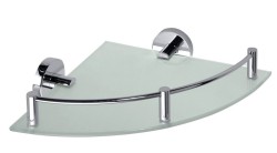 SAPHO - X-ROUND E skleněná polička rohová s hrazdou 255x60x255, chrom (XR605)