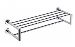 SAPHO - X-ROUND polička na ručníky dvojitá s hrazdou 600x160x225, chrom (XR416)