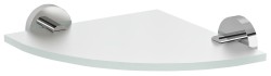 SAPHO - X-ROUND skleněná polička rohová, čtvrtkruhová 200x200, chrom/mléčné sklo (XR009-01)