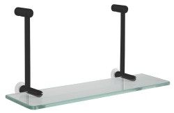 SAPHO - Závěsná skleněná polička na sprchovou zástěnu 400x180x125, černá mat (1301-15B)