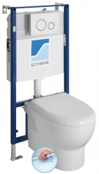 SAPHO - Závěsné WC ABSOLUTE Rimless s podomítkovou nádržkou a tlačítkem Schwab, bílá (10AB02002-SET5)