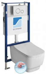 SAPHO - Závěsné WC BELLO Rimless s podomítkovou nádržkou a tlačítkem Schwab, bílá (100214-SET5)