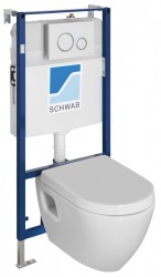 SAPHO - Závěsné WC NERA s podomítkovou nádržkou a tlačítkem Schwab, bílá (NS952-SET5)