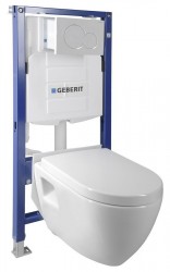 SAPHO - Závěsné WC Nera s podomítkovou nádržkou do sádrokartonu a tlačítkem Geberit, bílá (WC-SADA-16)
