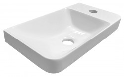 SAPHO - ZORBA umývátko 40x22cm, litý mramor, baterie vpravo, bílá (ZB402)