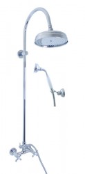 SLEZAK-RAV - Vodovodní baterie sprchová MORAVA RETRO s hlavovou a ruční sprchou, Barva: chrom, Rozměr: 150 mm (MK181.5/3)