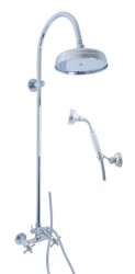 SLEZAK-RAV - Vodovodní baterie sprchová MORAVA RETRO s hlavovou a ruční sprchou, Barva: chrom, Rozměr: 150 mm (MK381.5/3)