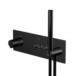 STEINBERG - 390 Termostatická baterie pod omítku, pro 3 spotřebiče, s tělesem, matná černá (390 4232 2 S)