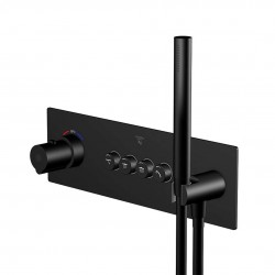 STEINBERG - 390 Termostatická baterie pod omítku, pro 4 spotřebiče, s tělesem, černá (390 4242 2 S)